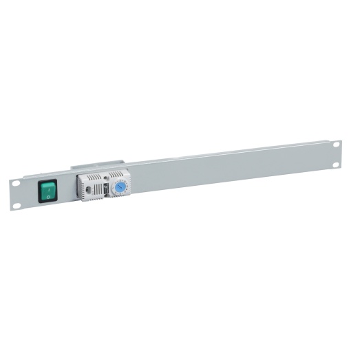 19" front plate1U with switch and thermostat for ventilation in RAL 7016