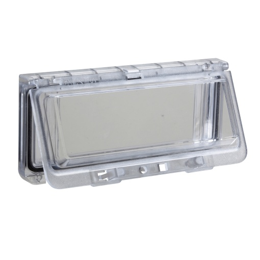 Plastic window with hinged transparent cover. IP 65, L78xW95xD25mm.