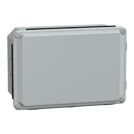 Metal industrial cut-out box - low plain cover - H155xW105xD61 - IP55 - grey