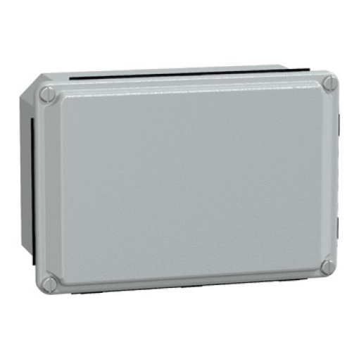 Caixa industrial de metal - cobertura básica baixa - H155xW105xD61 - IP55 - cinzento RAL 7035