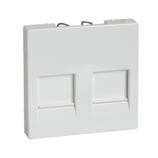 M-Elegance - Centro de tomada RJ45 para ligadores com tampa deslizante - Branco brilhante