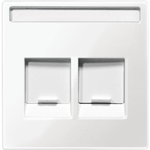 M-Elegance - Centro de tomada RJ45 para ligadores com tampa deslizante e porta-etiquetas - Branco brilhante