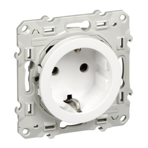 Odace - Tomada 2PT com obturadores por parafuso - 16A - Branco