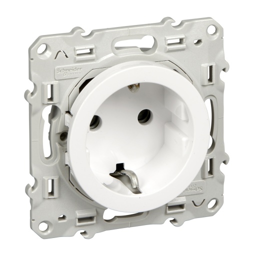 Odace - Tomada 2PT com obturadores por parafuso - 16A - Branco