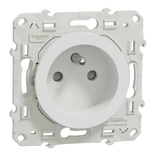 Odace, 1 socket-outlet, 2P  E, shuttered, pin earth, 16 A, white