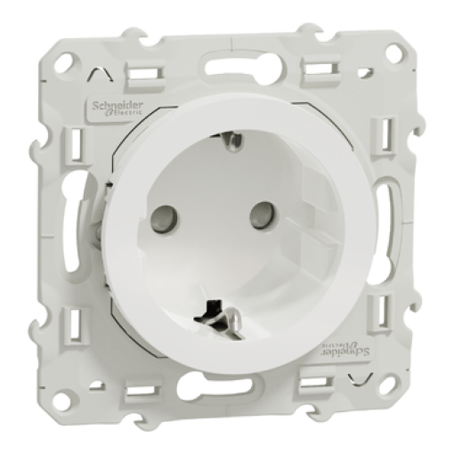 Odace - Tomada 2PT com obturadores - 16A - Branco