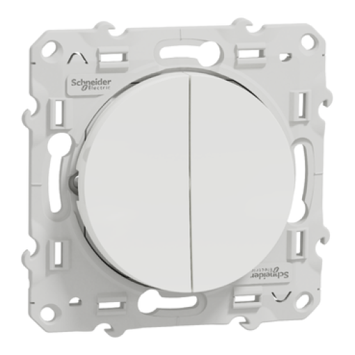 Odace - Botão de pressão duplo - 10A - Branco