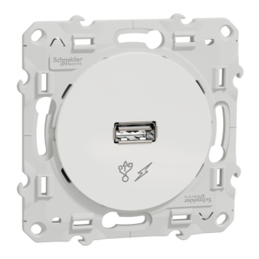 Odace - Tomada USB carregador simples - 5Vdc - Branco