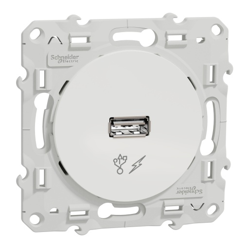 Odace - Tomada USB carregador simples - 5Vdc - Branco