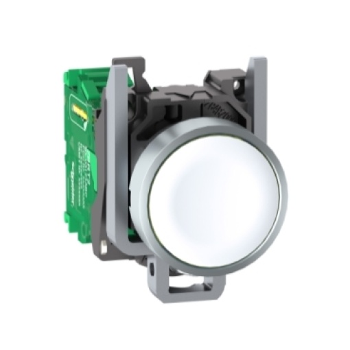 Botão sem fio e sem bateria, metal, branco, Ø22, retorno por mola
