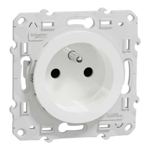 Odace, 1 socket-outlet, 2P  E, shuttered, pin earth, 16 A, white