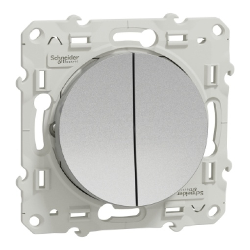 Odace, switch 2 x 1-pole 2-way, 10 AX, aluminium lightable