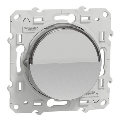 Odace - Botão de pressão com porta-etiqueta - 10AX - Alumínio