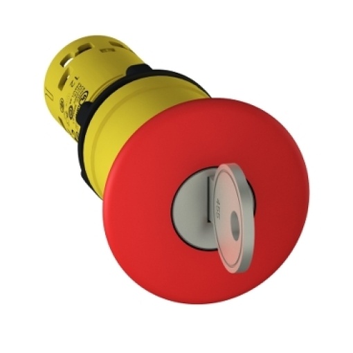 Emergency stop push button, Harmony XB7, Ø22 mm, red mushroom Ø 40 mm, trigger key release, 1 NO  1 NC