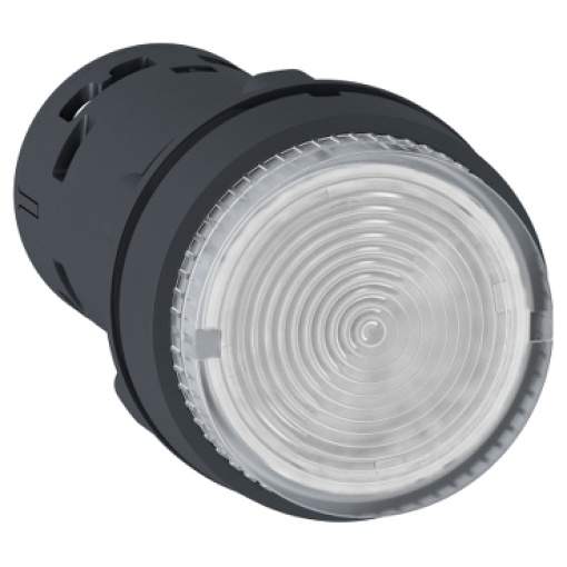 Botão de pressão monolítico iluminado, plástico, transparente, ø22, led integral, retorno por mola, 24 v acdc, 1 não
