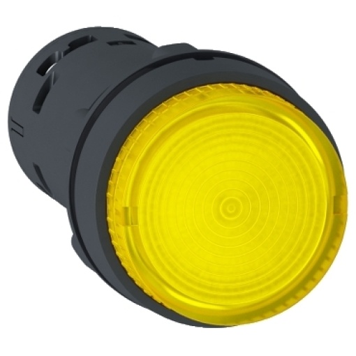 Botão de pressão monolítico iluminado, plástico, amarelo, ø22, led integral, retorno por mola, 24 v acdc, 1 não