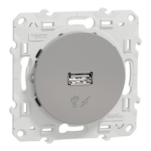 Odace - Tomada carregador USB simples - 5Vdc - Alumínio