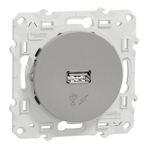 Odace - Tomada carregador USB simples - 5Vdc - Alumínio