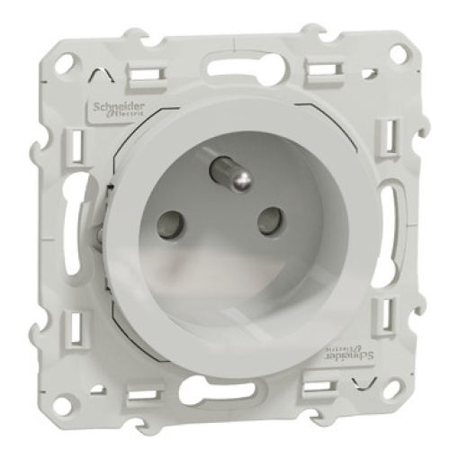 Odace, 1 socket-outlet, 2P  E, shuttered, pin earth, 16 A, white