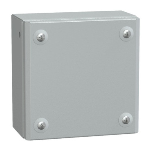 Porta simples de caixa industrial metálica H150xW150xD80 IP66 IK10 RAL 7035
