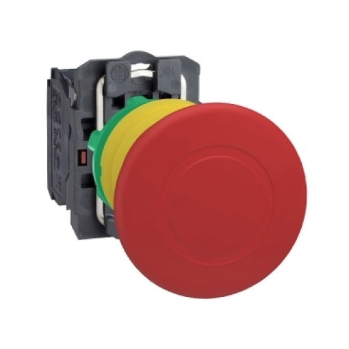 Harmony XB5, Emergency stop switching off, plastic, red mushroom Ø40, Ø22 trigger latching push-pull, 1 NC