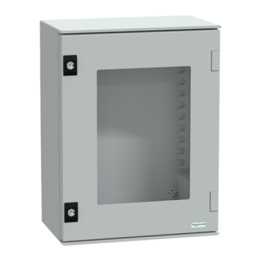 wall-mounting enclosure polyester monobloc IP66 H430xW330xD200mm glazed door