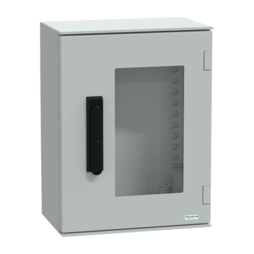 wall-mounting encl. polyester monobloc IP66 430x330x200mm 3p.lock glazed door