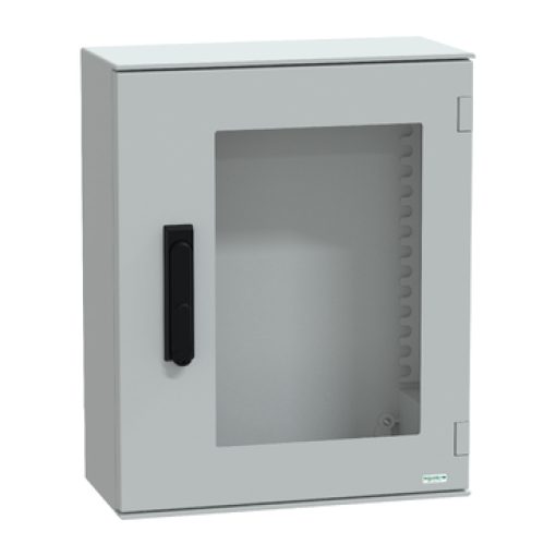 wall-mounting encl. polyester monobloc IP66 530x430x200mm 3p.lock glazed door