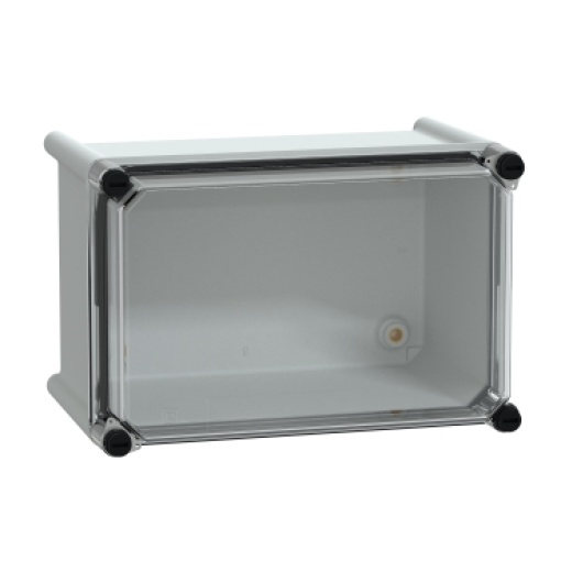 Caixa PLS, traseira em poliéster, cobertura transparente para PC IP66 18x27x18cm