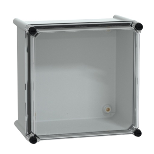 PLS box, polyester rear, transparent PC cover IP66 27x27x18cm