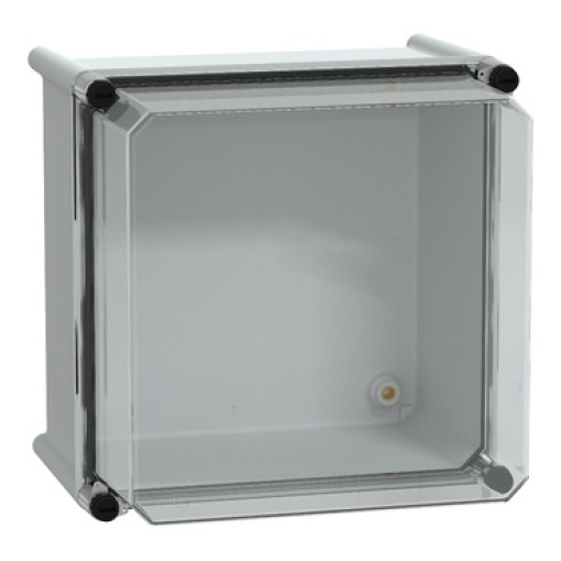 PLS box, polyester rear, transparent PC cover IP66 27x27x23cm