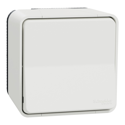 Comutador de escada monobloco, Mureva Styl, IP55, saliente, 10A, Branco