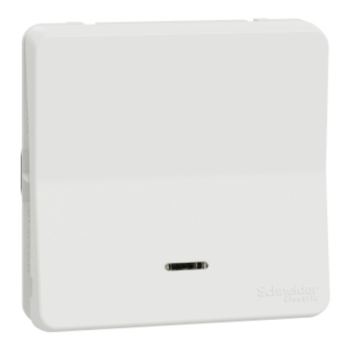 Comutador de escada, Mureva Styl, encastrarsaliente, luminoso, IP55, 10A, Branco