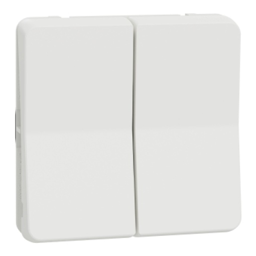 Comutador de escada duplo, Mureva Styl, encastrarsaliente, IP55, 10A, Branco