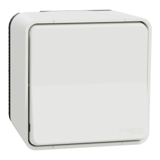 Botão de pressão monobloco, Mureva Styl, saliente, IP55, 10A, Branco