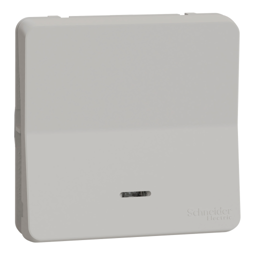 Botão de pressão, Mureva Styl, encastrarsaliente, luminoso, IP55, 16A, Branco