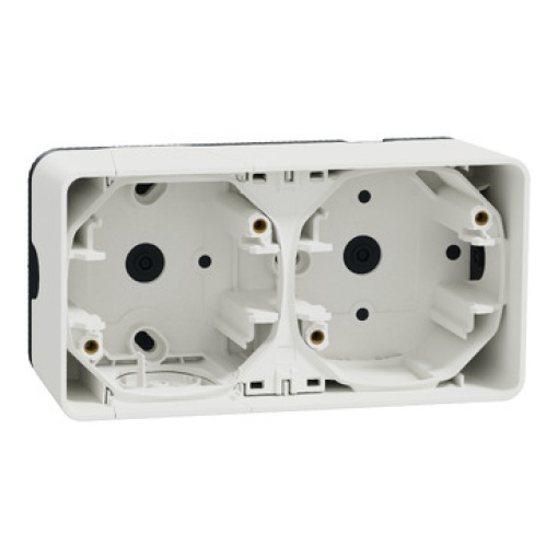 Caixa de superfície horizontal 2 elem., Mureva Styl, IP55, Branco
