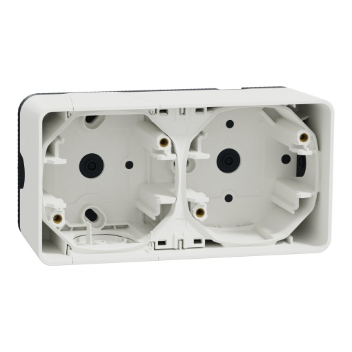 Caixa de superfície horizontal 2 elem., Mureva Styl, IP55, Branco