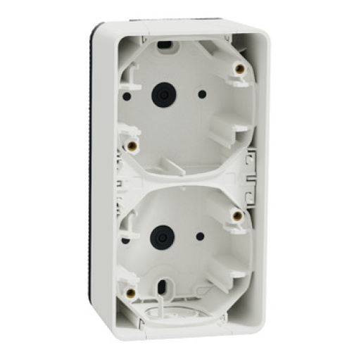 Caixa de superfície vertical 2 elem., Mureva Styl, IP55, Branco