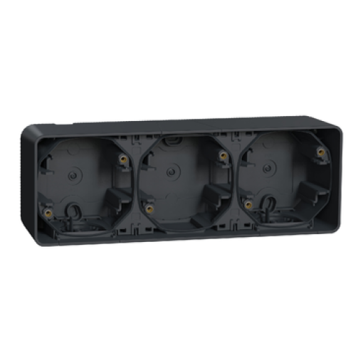 Caixa de superfície, Mureva Styl, horizontal, 3 elem., IP55, Cinzento