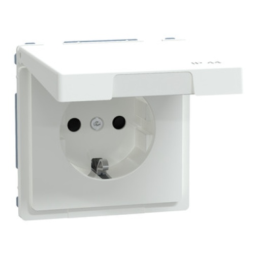 D-Life - Tomada 2PT com obturadores e tampa - IP44 - 16A - Branco