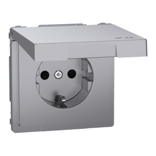 D-Life - Tomada 2PT com obturadores e tampa - IP44 - 16A - Aço