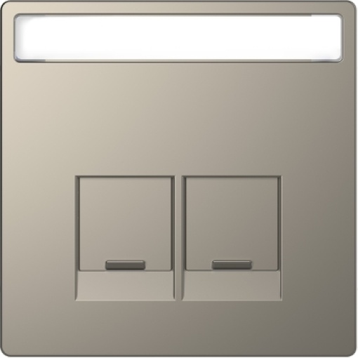 D-Life - Centro de tomada RJ45 dupla com porta-etiqueta - Metal níquel