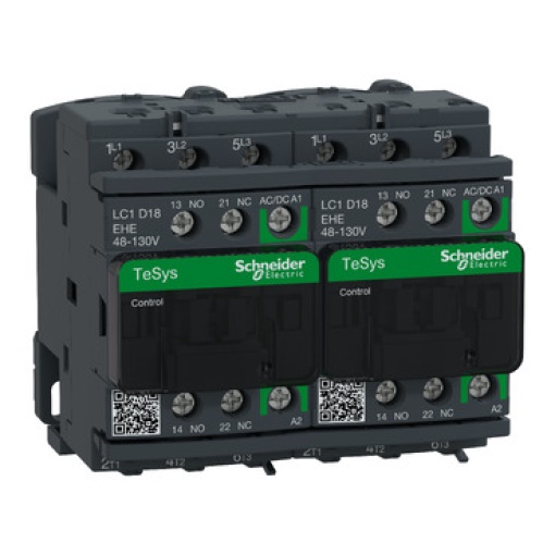 TeSys D reversing contactor - 3P -  440 V - 18 A AC-3 - 48...130 V ACDC coil