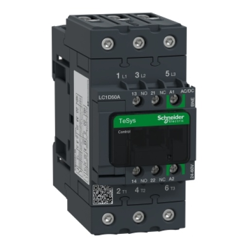 TeSys D contactor 3P 50A AC-3 up to 440V coil 24-60V ACDC EverLink