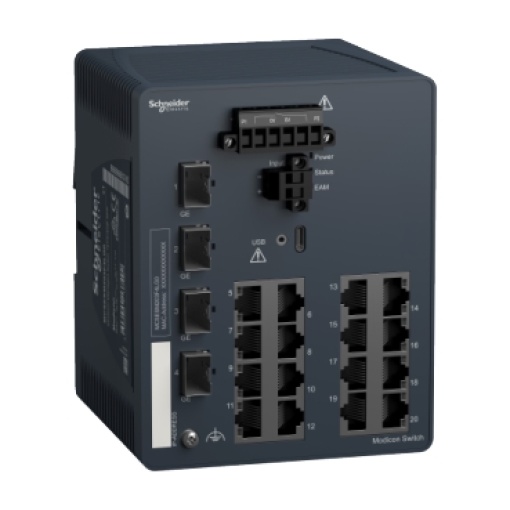 Modicon Managed Switch - 16 ports for copper  4 Gigabit SFP