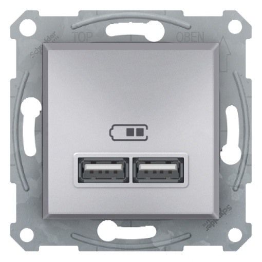 Asfora - Tomada dupla USB carregador - 2.1A - Alumínio