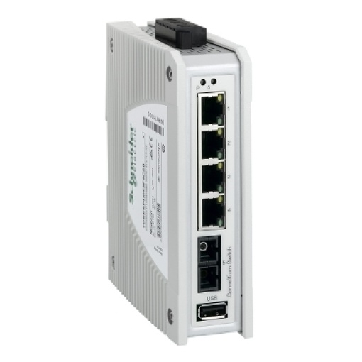 ConneXium Premium Unmanaged Switch - 4 portas para cobre  1 porta para fibra óptica monomodo