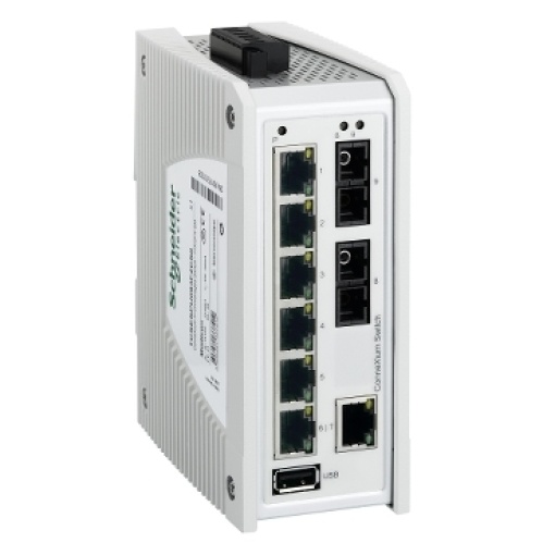 ConneXium Premium Unmanaged Switch - 7 portas para cobre  2 portas para fibra óptica monomodo