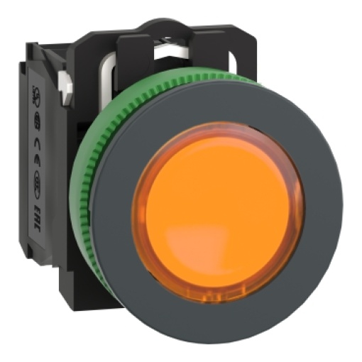 botão flush   luminosous  laranja 1no 24v ac led 1n